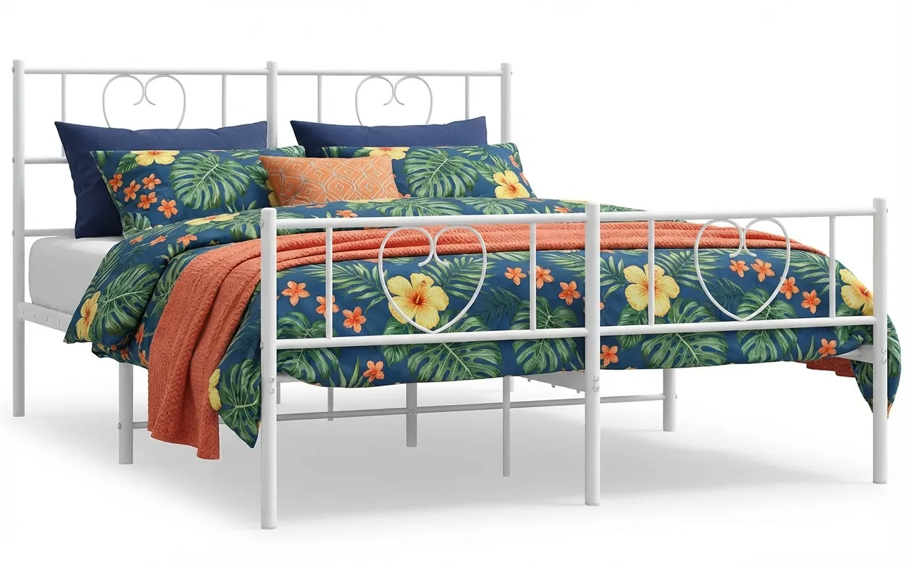 Białe metalowe łóżko rustykalne 120x200 cm N8-B43