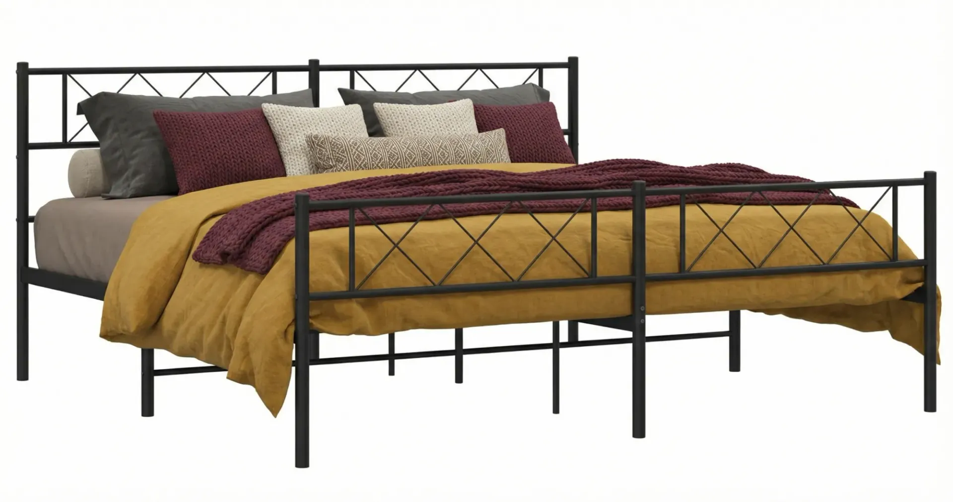 Czarne metalowe łóżko małżeńskie 180x200cm C3-T80