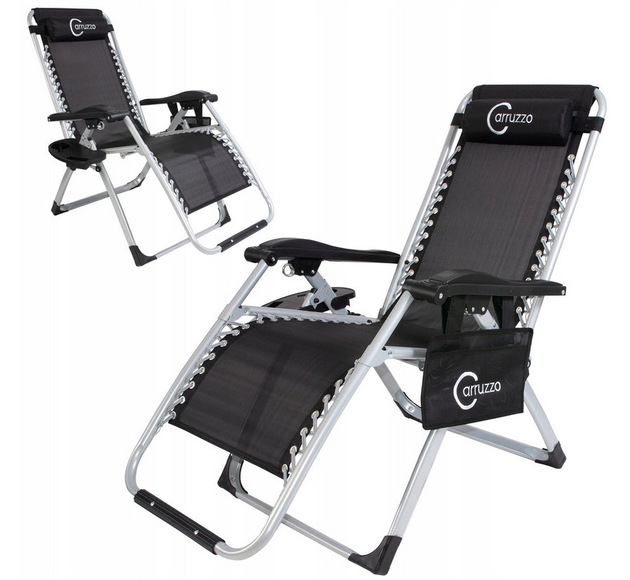 LEŻAK OGRODOWY PLAŻOWY SKŁADANY + STOLIK Wygodny na Taras do Ogrodu Premium