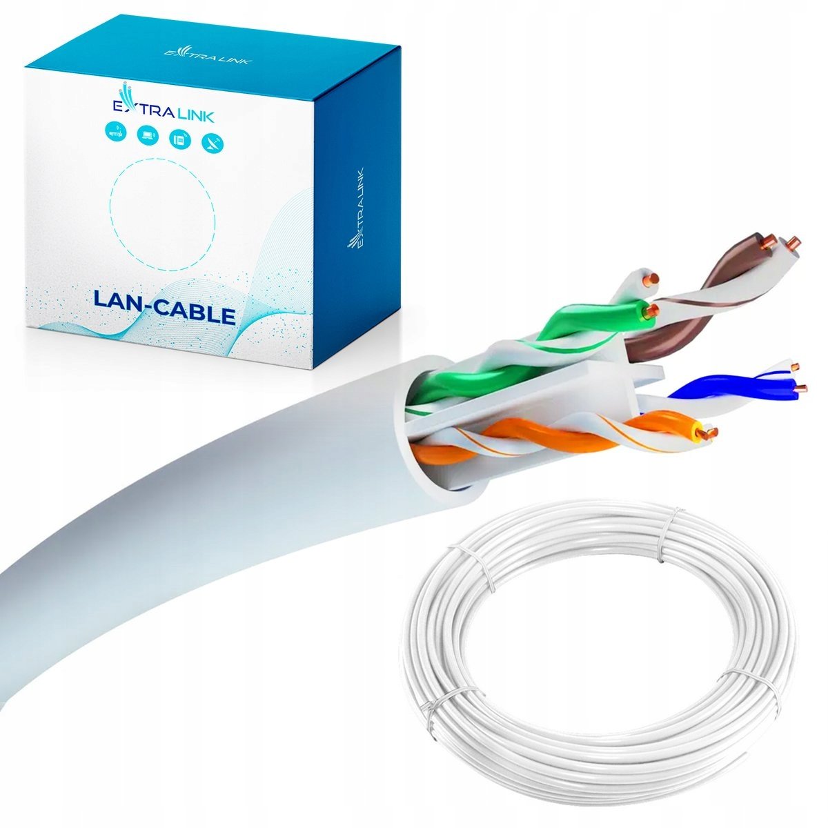 KABEL LAN CAT6 UTP (U/UTP) Wewnętrzny Kabel skrętka 50M 100% MIEDZIANY