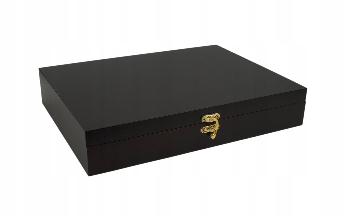 PUDEŁKO DREWNIANE 32X23,5X6 cm szkatułka A4 WENGE