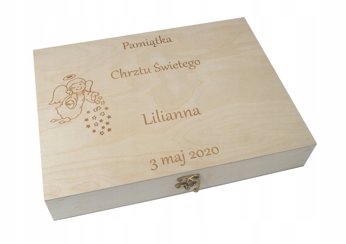 PUDEŁKO DREWNIANE 32X23,5X6,2 cm szkatułka A4 + GRAWER