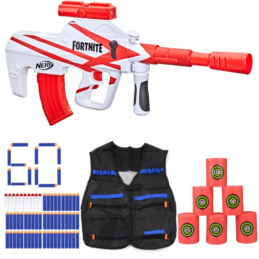 Nerf Fortnite Snajperka B-AR AUG + Kamizelka + Cele + 50 strzałek