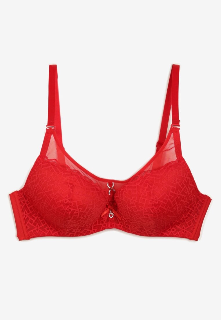 Czerwony Biustonosz Koronkowy z Efektem Push-Up Donantia
