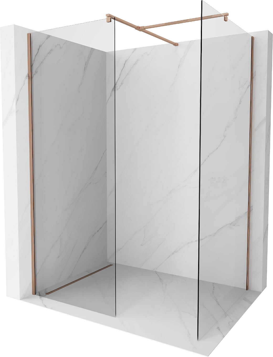 Mexen Kioto ścianka prysznicowa Walk-in 135 x 100 cm, transparent, różowe złoto - 800-135-202-60-00-100