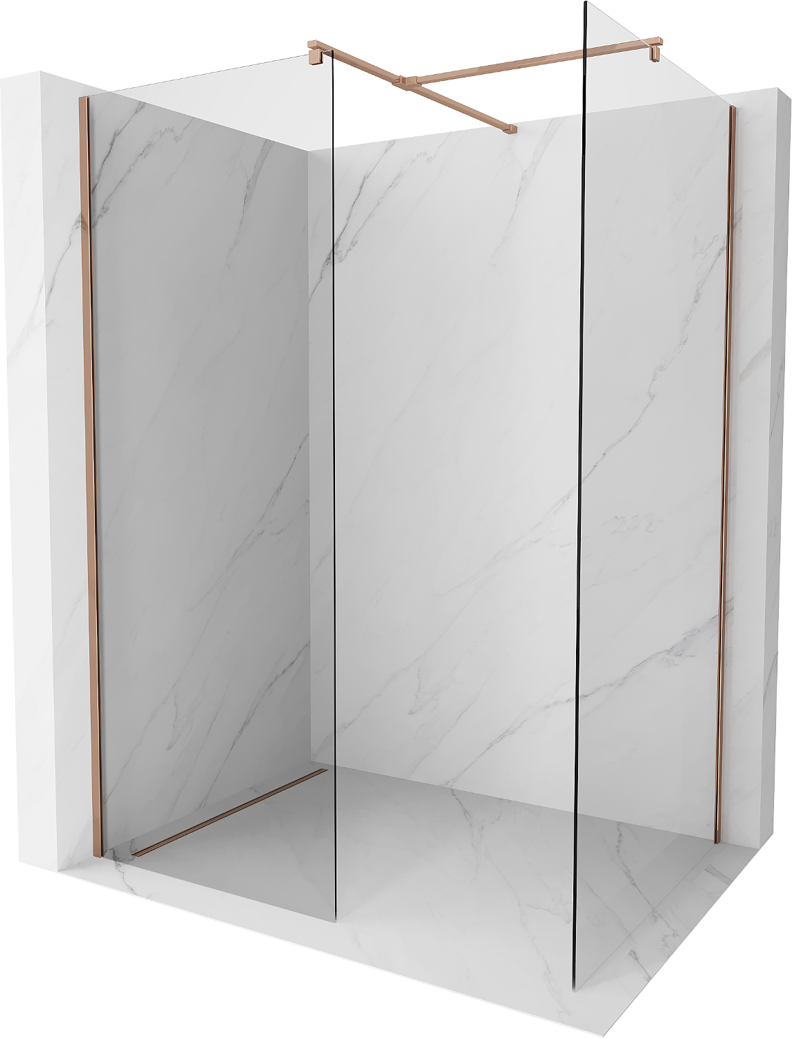 Mexen Kioto ścianka prysznicowa Walk-in 160 x 85 cm, transparent, różowe złoto - 800-160-202-60-00-085