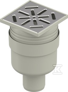 Wpust punktowy/piwniczny/podłogowy Aqua Ambient Standard d50mm, odpływ pionowy, kratka nierdzewna 100x100mm