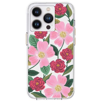Rifle Paper Clear - Etui iPhone 14 Pro Max zdobione złotem (Rose Garden)