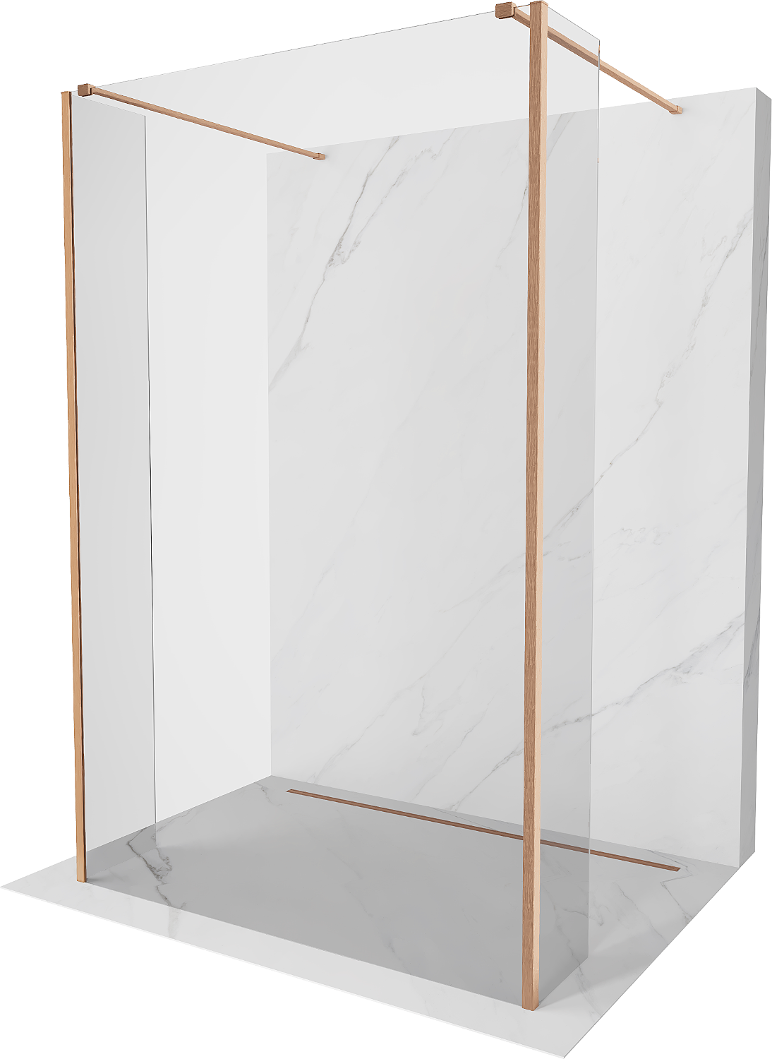 Mexen Kioto ścianka prysznicowa wolnostojąca 140 x 30 x 30 cm, transparent, miedź szczotkowana - 800-140-030-222-65-00-030