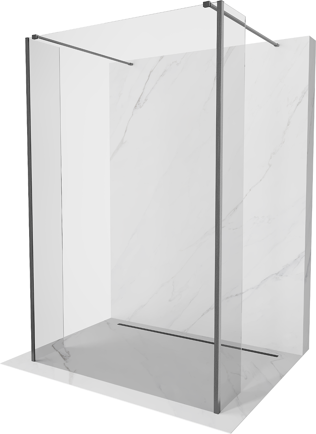 Mexen Kioto ścianka prysznicowa wolnostojąca 115 x 30 x 30 cm, transparent, gun gray szczotkowany - 800-115-030-222-66-00-030