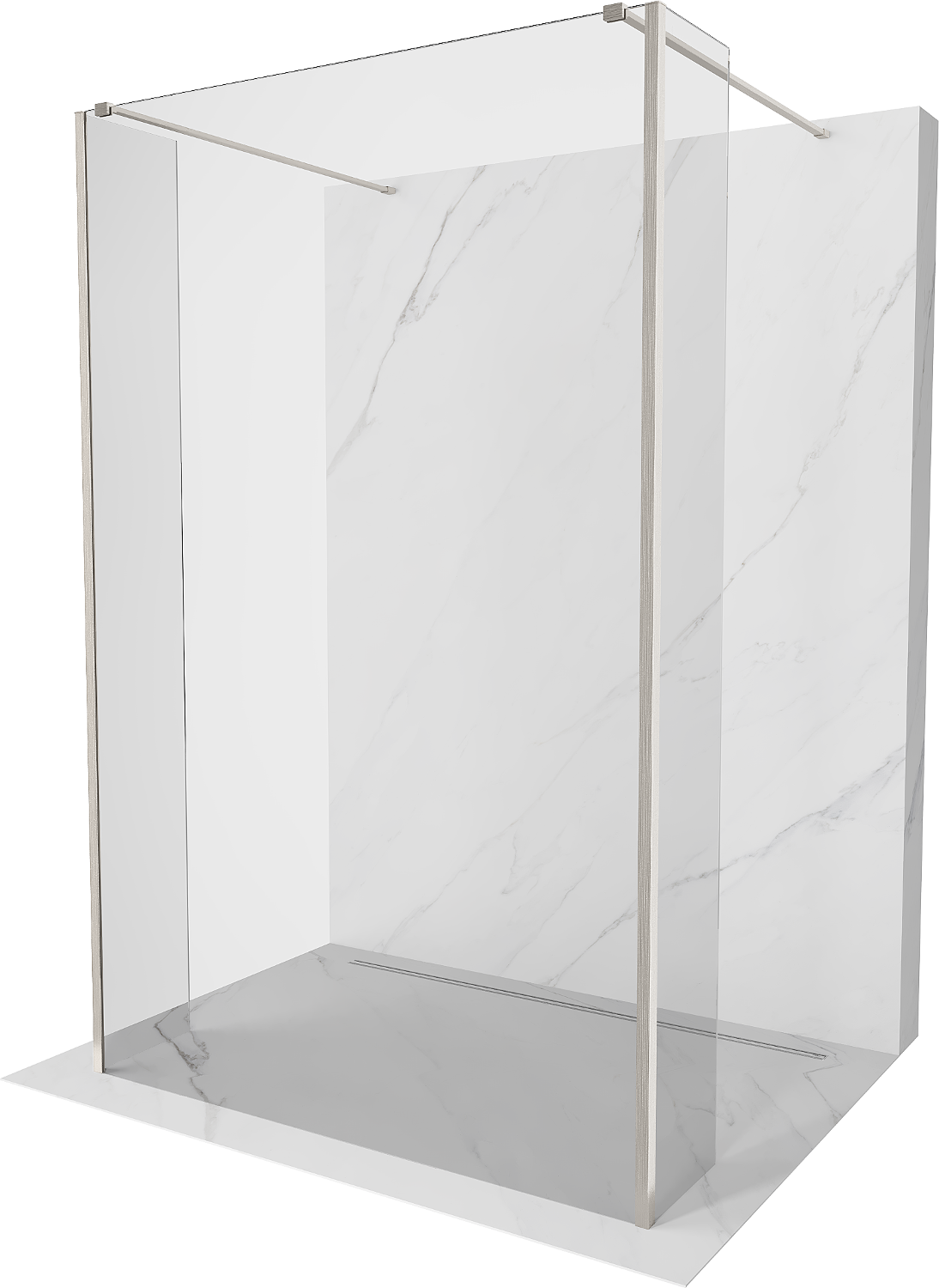 Mexen Kioto ścianka prysznicowa wolnostojąca 155 x 30 x 30 cm, transparent, nikiel szczotkowany - 800-155-030-222-97-00-030