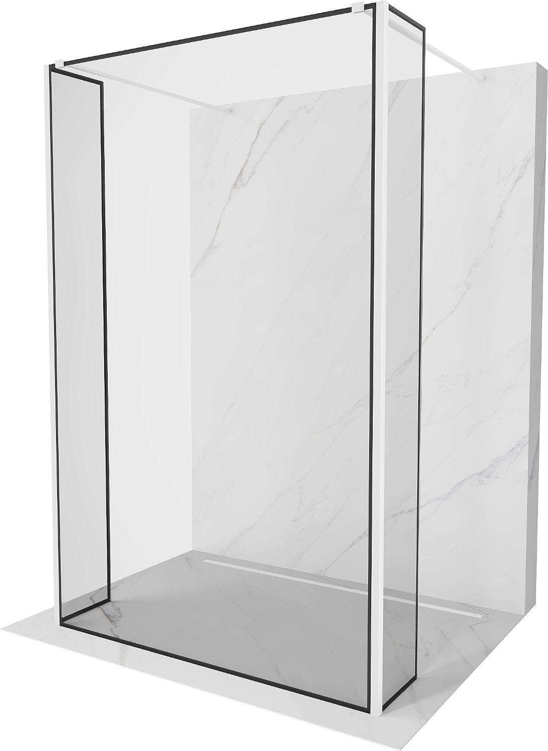 Mexen Kioto ścianka prysznicowa wolnostojąca 110 x 30 x 30 cm, czarny wzór, biała - 800-110-030-222-20-70-030