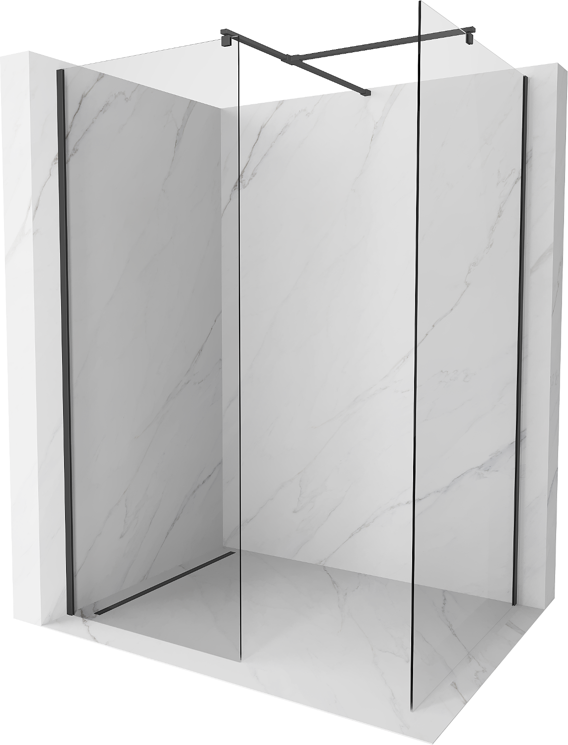 Mexen Kioto ścianka prysznicowa Walk-in 160 x 85 cm, transparent, czarna - 800-160-202-70-00-085