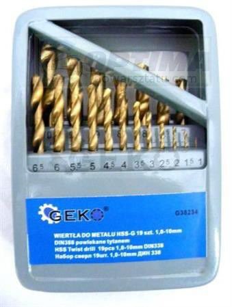 Geko Zestaw wierteł do metalu 19szt 1-10mm G38234