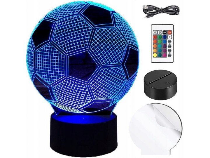 Lampka Nocna Lampa Biurkowa Piłka Nożna 3D Kolory Pilot