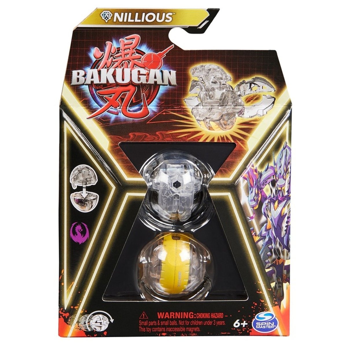 Bakugan Diamond Nillious Biała figurka bitewna transformująca + karty