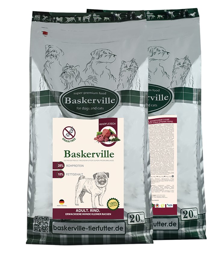 Baskerville ADULT. WOŁOWINA I JAGODY. Sucha karma bezzbożowa klasy super-premium  dla dorosłych psów małych ras, 20kg