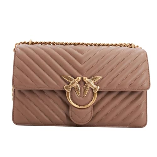 Pinko Love One Classic DC Sheep Frędzle Chevron Torba Damska, D01Q_Imbir Cookies-Antique Gold, D01q_biszkopt Imbiro-antyczne złoto