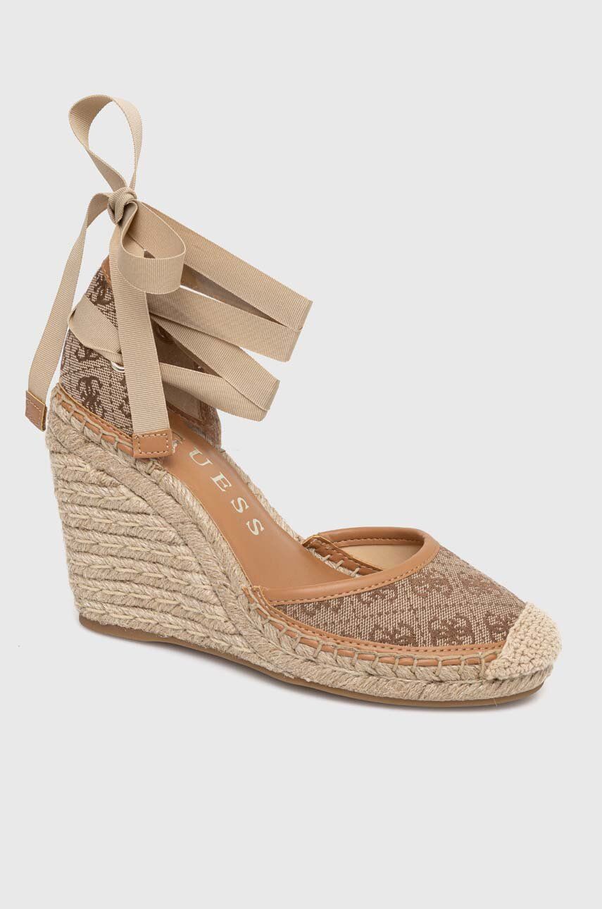 Guess espadryle RADLY damskie kolor brązowy na koturnie FLGRAD FAL04