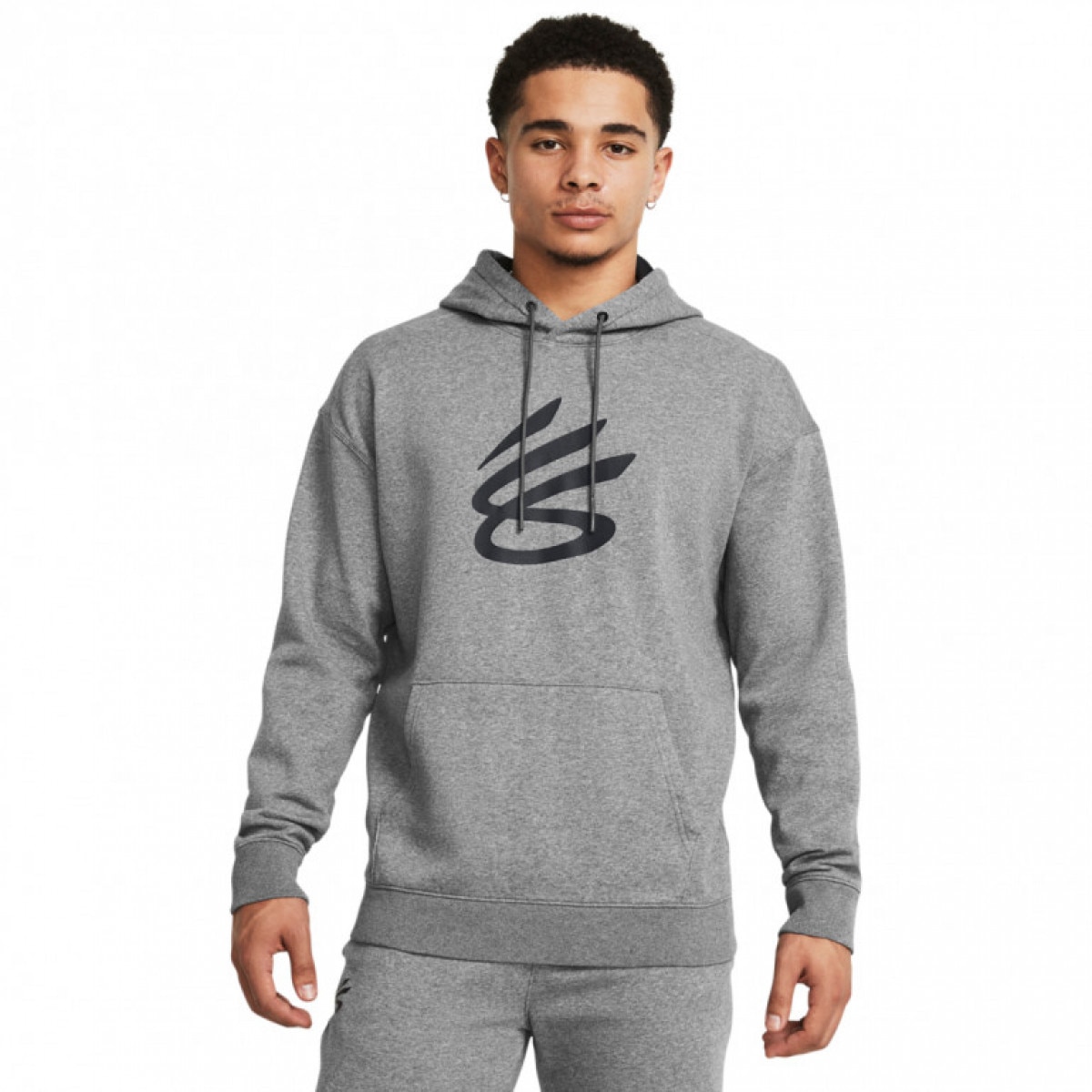 Męska bluza dresowa nierozpinana z kapturem Under Armour Curry Splash Hoodie - szara - UNDER ARMOUR