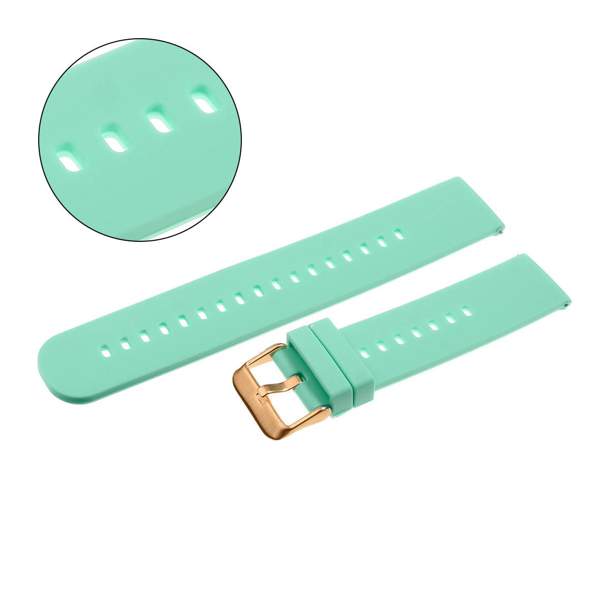 Pasek uniwersalny 18 mm silikonowy miętowy, zapinka różowozłota+ teleskopy