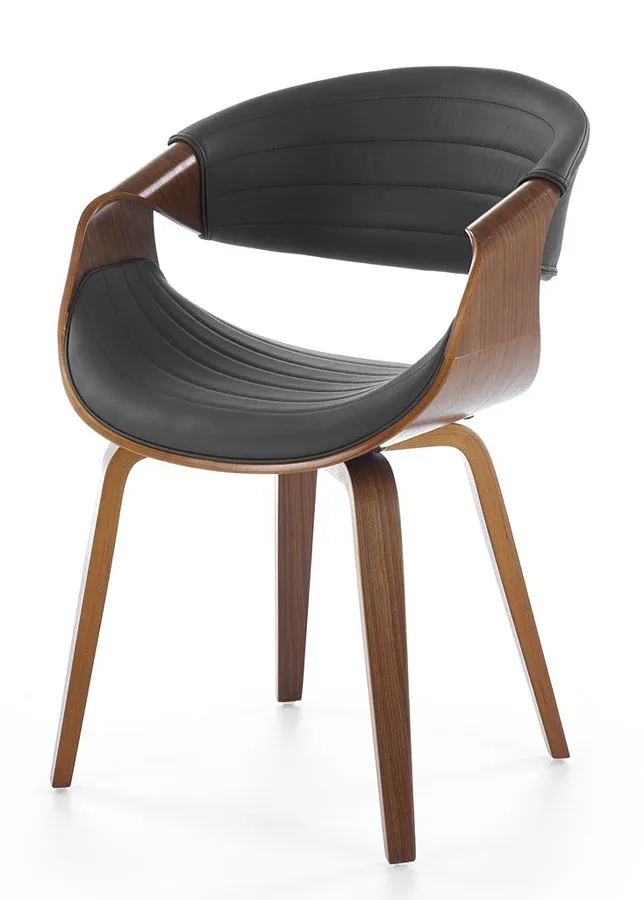 Skandynawskie kubełkowe krzesło orzech + czarny - Saro