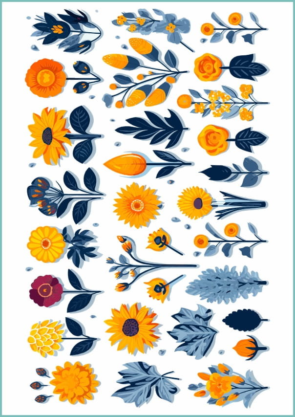 Tatuaże tymczasowe, zmywalne, kwiaty 09,  format arkusz A4