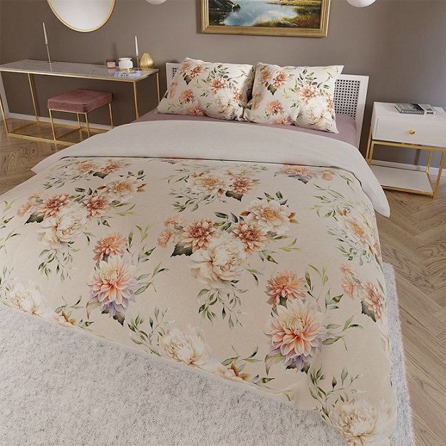 Pościel satynowa 200x220 Manila kwiaty