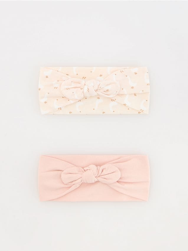 Reserved - Opaska na głowę z kokardą 2 pack - pastelowy róż
