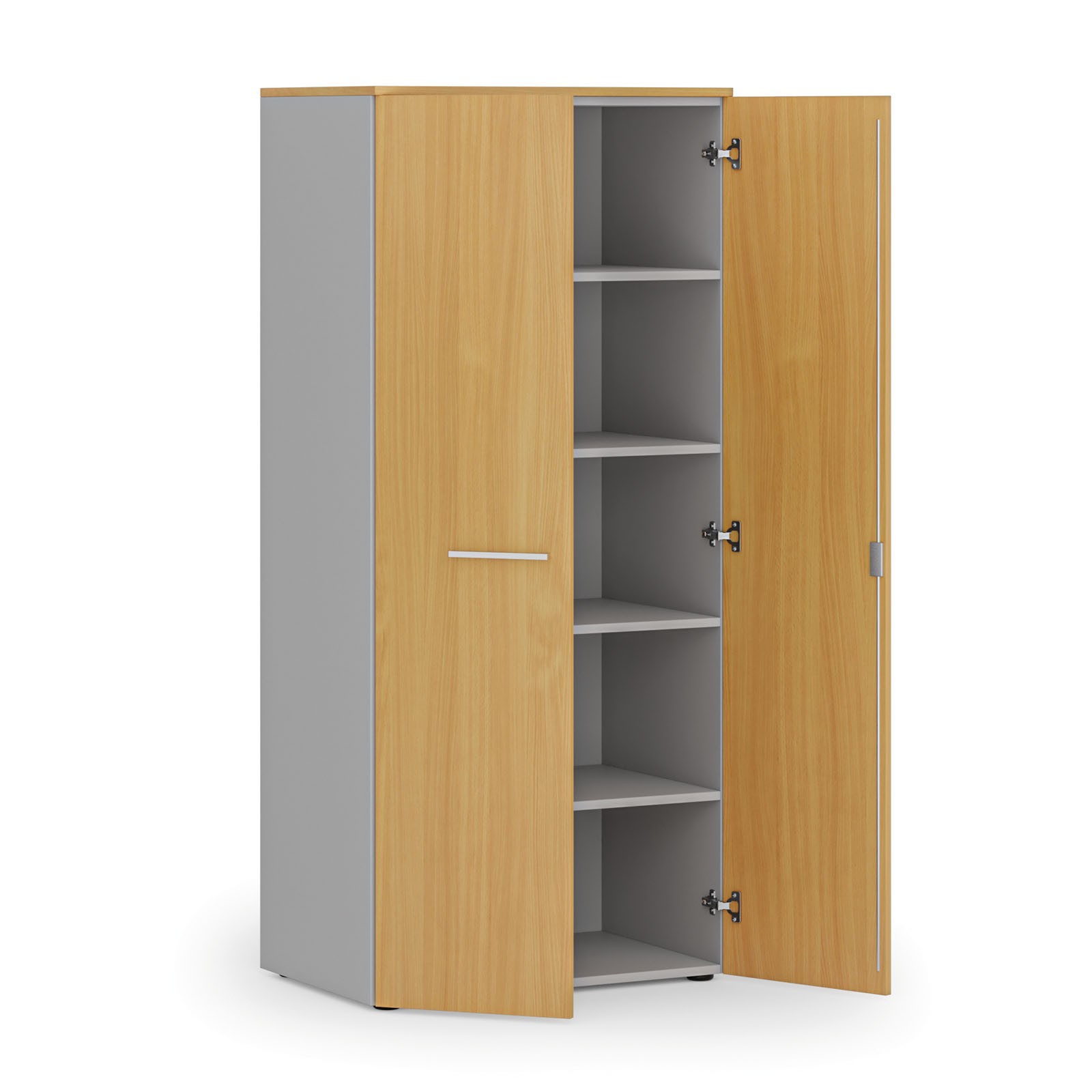 Szafa biurowa z drzwiami PRIMO GRAY, 1781 x 800 x 500 mm, szary/buk