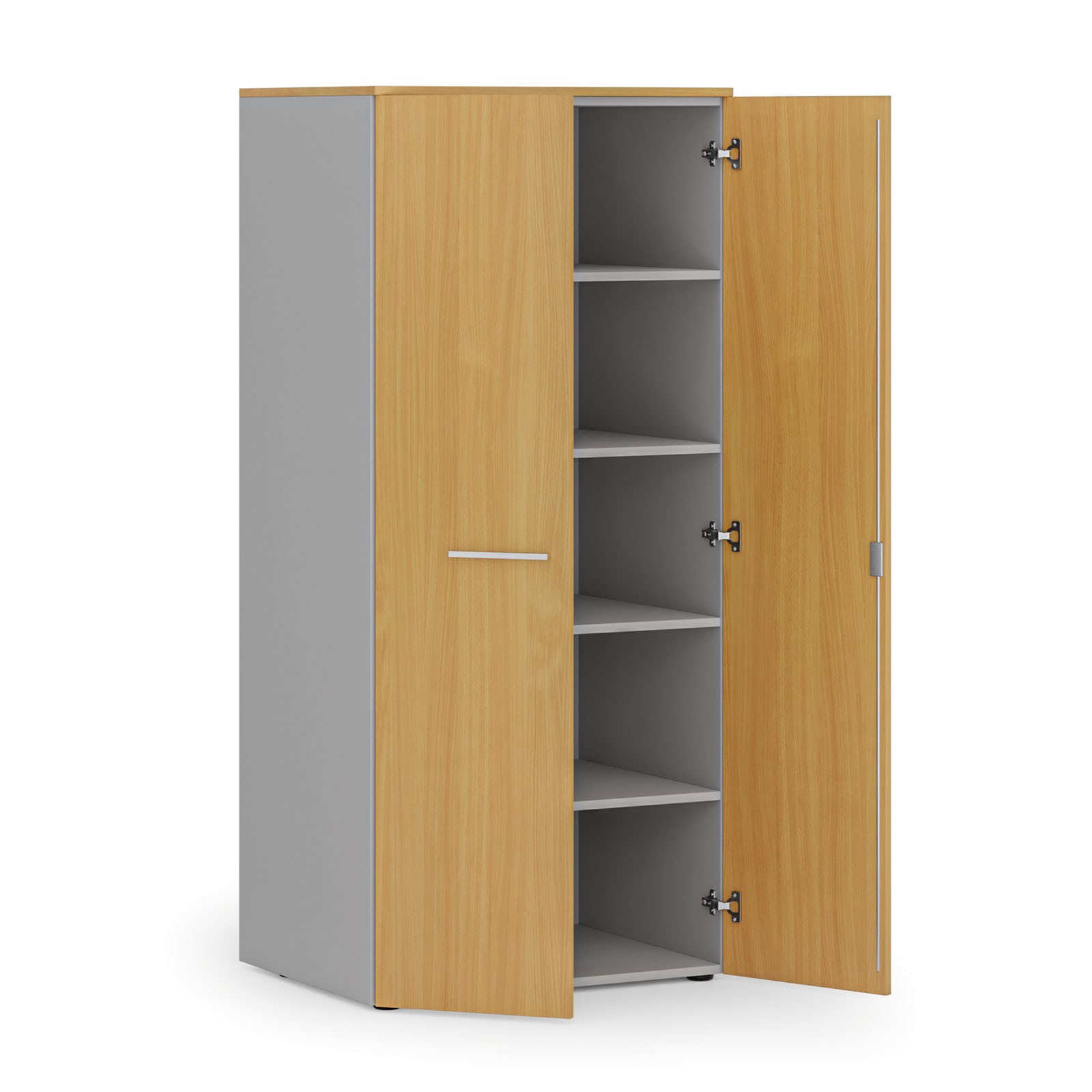 Szafa biurowa z drzwiami PRIMO GRAY, 1781 x 800 x 600 mm, szary/buk