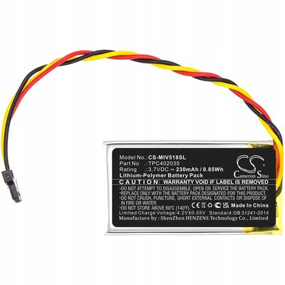 Cameron Sino Mio MiVue 508 TPC402035 230mAh 0.85Wh Li-Polymer 3.7V