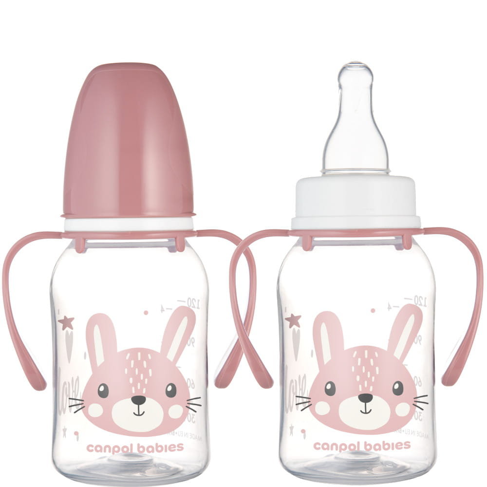 Butelka Standardowa Wąska Z Uchwytami 120 Ml Cute Animals Króliczek Canpol Babies