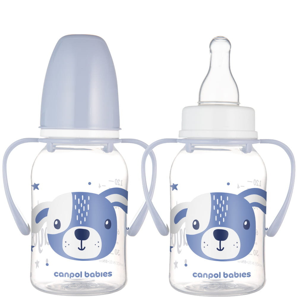 Butelka Standardowa Wąska Z Uchwytami 120 Ml Cute Animals Piesek Canpol Babies