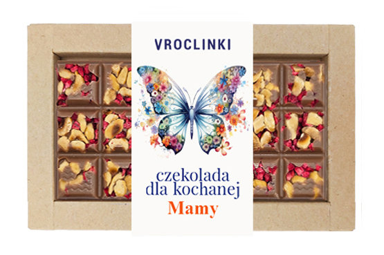 Czekolada mleczna z malinami i orzechami laskowymi - Dzień Mamy motyl