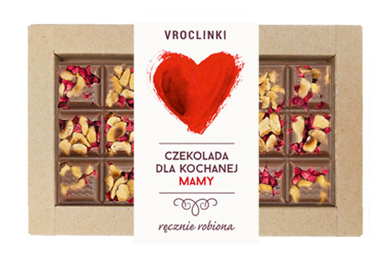 Czekolada mleczna z malinami - Dzień Mamy serce