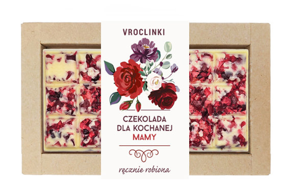 Czekolada biała z żurawiną - Dzień Mamy kwiaty