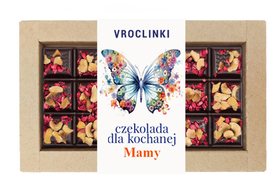 Czekolada gorzka z malinami i orzechami laskowymi - Dzień Mamy motyl