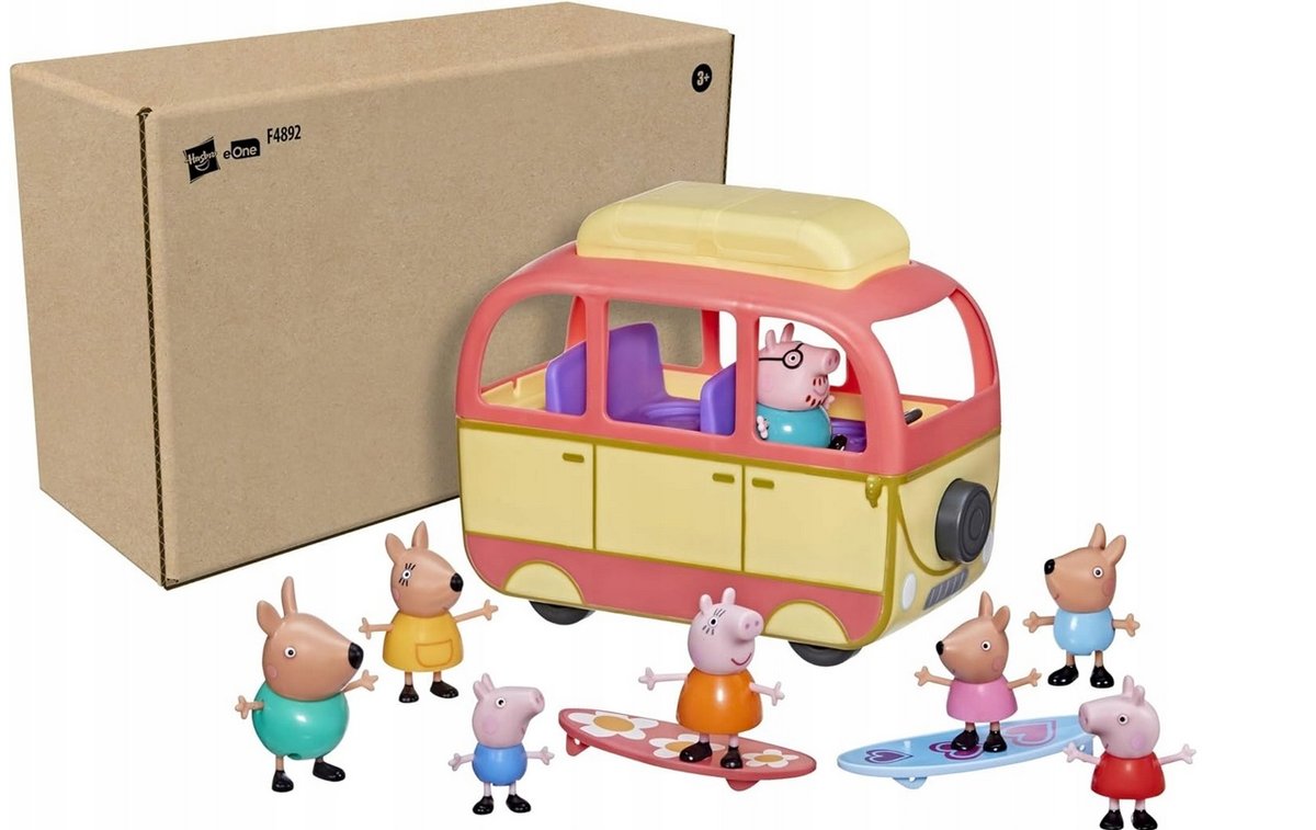 Kamper Świnka Peppa Wyprawa do Australii F4892 Zestaw + Figurki 8 szt
