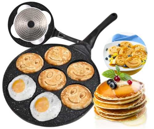 Marmurowa patelnia do pancakes naleśników jajek BUŹKI MINKI EMOTKI