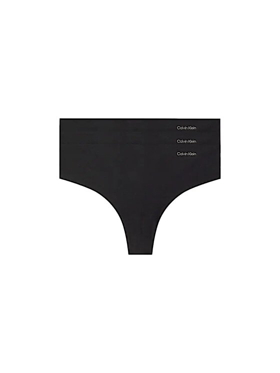 Calvin Klein Komplet 3 par stringów 3pack perizoma - Calvin Klein - invisibles micro Czarny