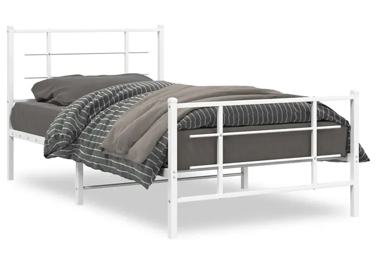 Białe metalowe łóżko w stylu industrialnym 100x200 cm - Alester