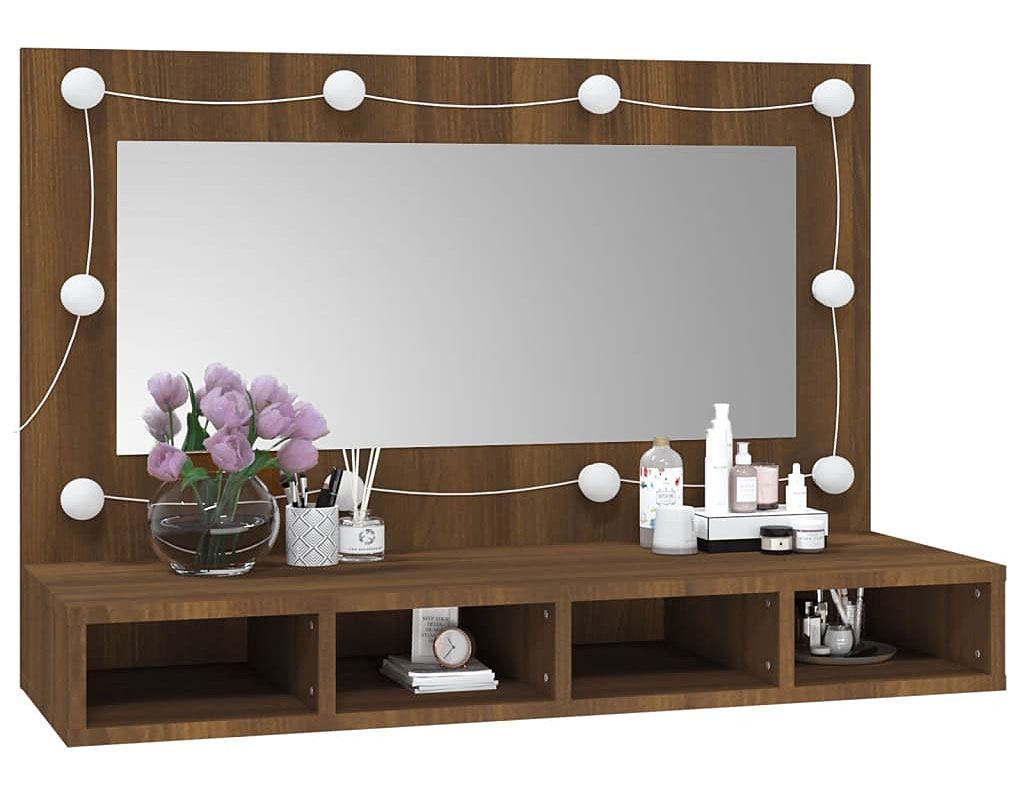 Toaletka z lustrem i półkami na biurko brązowy dąb T8-E62