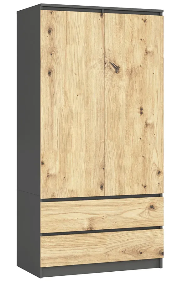 Dwudrzwiowa szafa szary + dąb artisan F4-D18