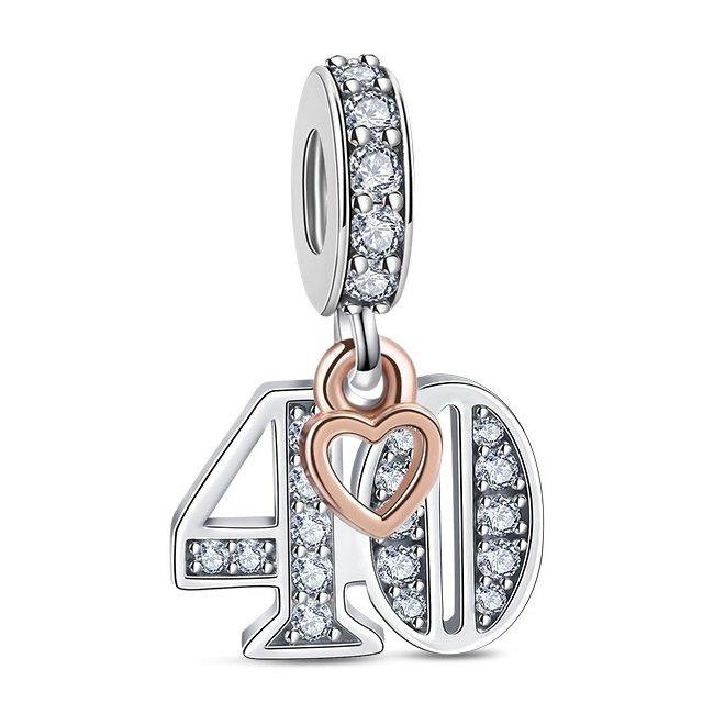Zawieszka SREBRO 925 Charms koralik do PANDORA Urodziny Cyfra 40