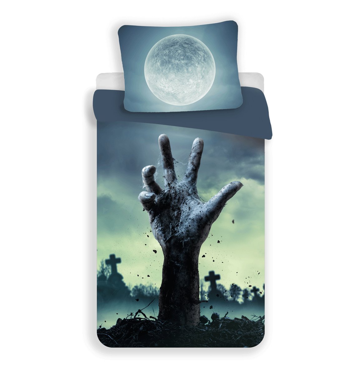 Pościel z mikrofibry 140x200 Zombie szara poszewka 70x90