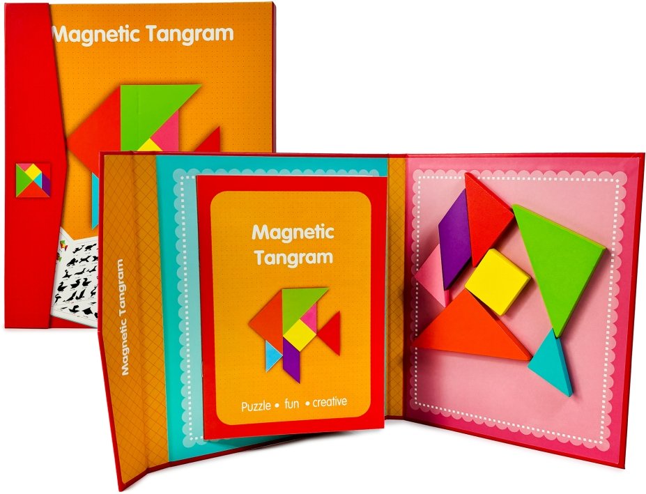 TANGRAM DREWNIANE KLOCKI Z MAGNESEM