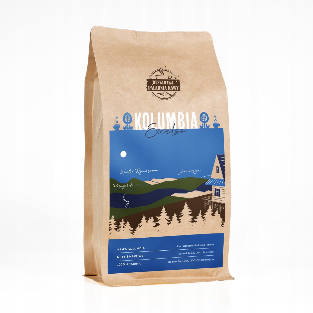 ŚWIEŻO PALONA KAWA ZIARNISTA KOLUMBIA EXCELSO 500G 100% ARABICA SPECIALITY