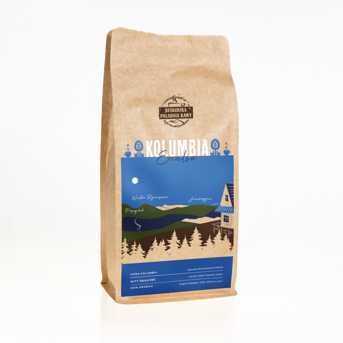 ŚWIEŻO PALONA KAWA MIELONA KOLUMBIA EXCELSO 1KG 100% ARABICA SPECIALITY