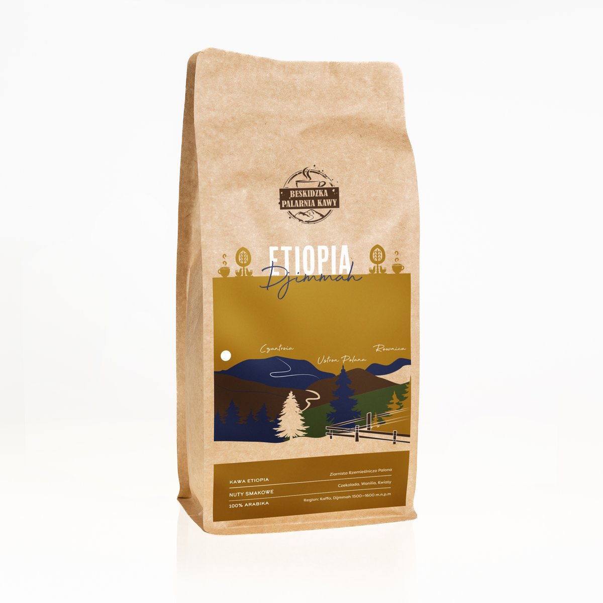 ŚWIEŻO PALONA KAWA MIELONA ETIOPIA DJIMMAH 1KG 100% ARABICA SPECIALITY